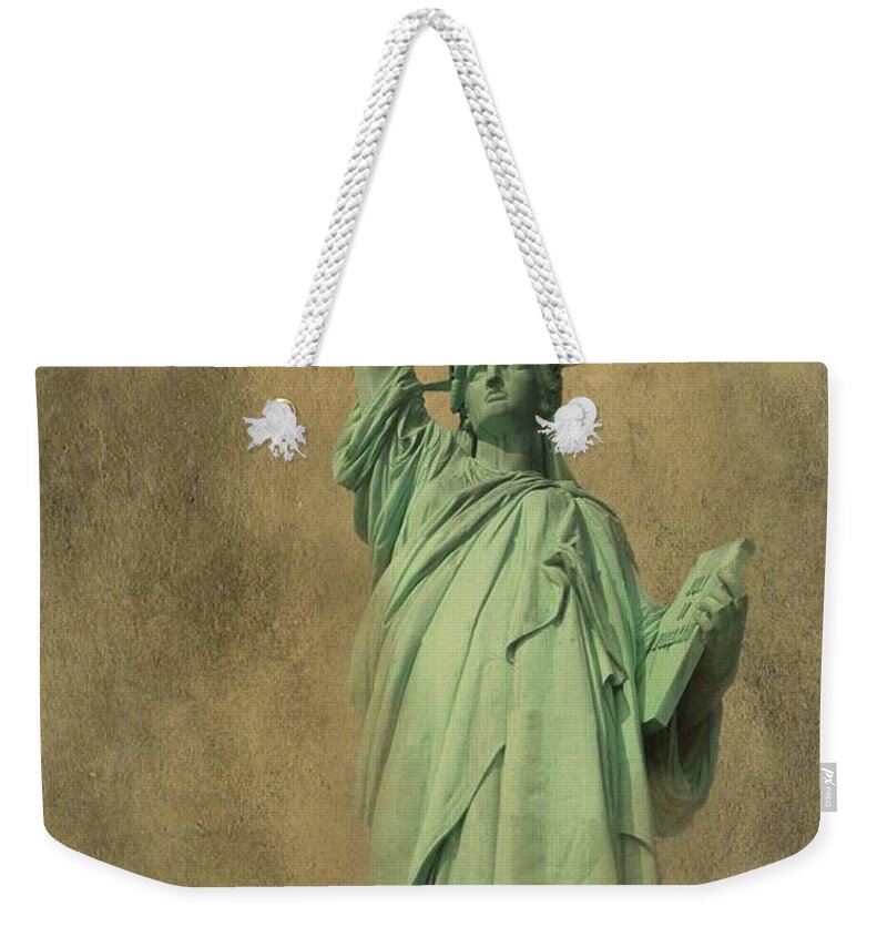 New York Weekender Tote Bag featuring the photograph Lady Liberty New York Harbor by David Dehner