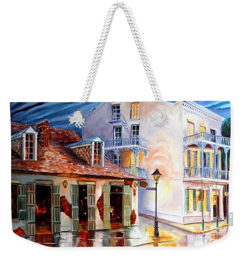 New Orleans Weekender Tote Bag featuring the painting Lafitte's Guest House on Bourbon by Diane Millsap