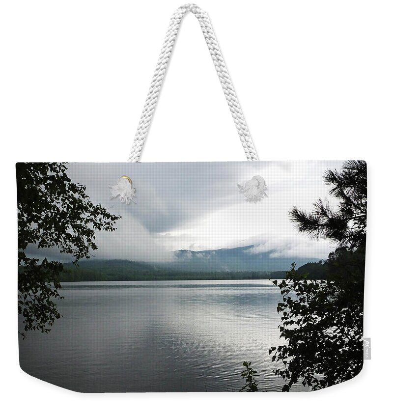 Lake Weekender Tote Bag featuring the photograph Lake Chocuro Storm Rolls Down the Mountain New Hampshire by Lizi Beard-Ward