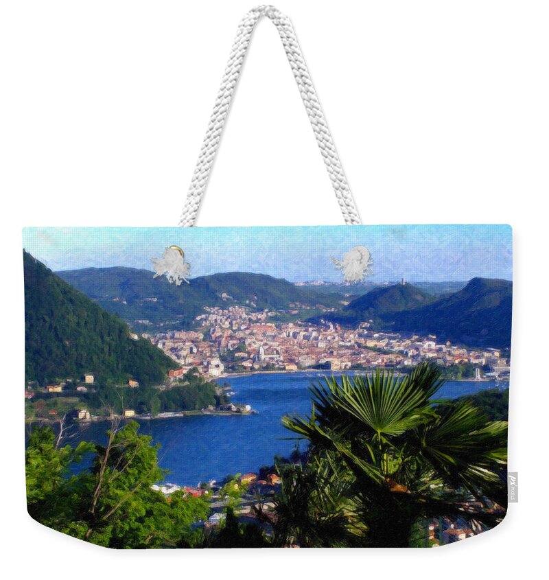 Lake Como Weekender Tote Bag featuring the painting Lake Como Itl7724 by Dean Wittle