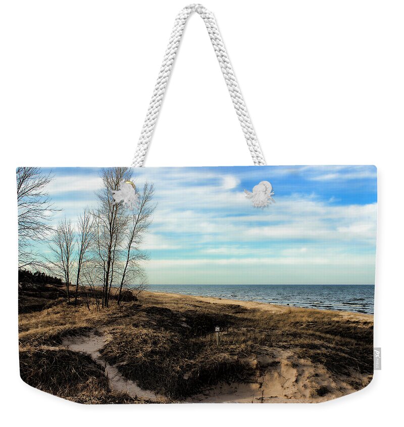 Lauren Radke Weekender Tote Bag featuring the photograph Lake Michigan Shoreline by Lauren Radke