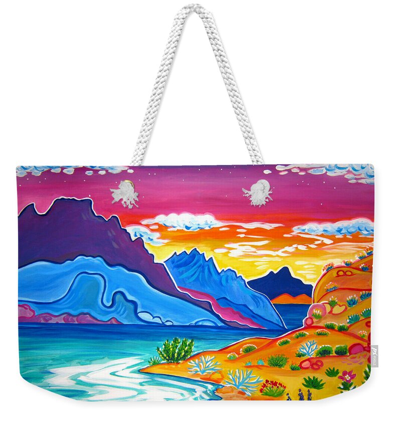 Lake Mojave Painting Weekender Tote Bag featuring the painting Lake Mojave Sunset by Rachel Houseman