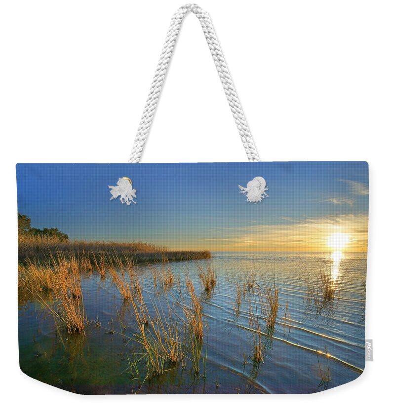 Tim Fitzharris Weekender Tote Bag featuring the photograph Lake Pontchartrain At Sunset Louisiana by Tim Fitzharris