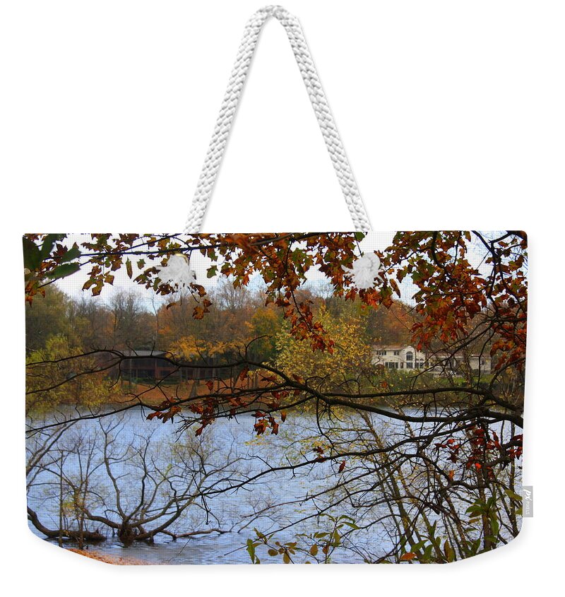 Landscapes Weekender Tote Bag featuring the photograph Lake Success in Autumn by Dora Sofia Caputo