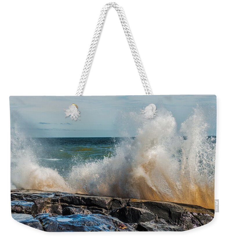 Lake Weekender Tote Bag featuring the photograph Lake Superior Waves by Paul Freidlund