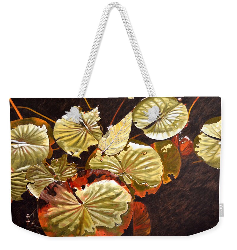 Waterlilies Weekender Tote Bag featuring the painting Lake Washington Lily Pad 11 by Thu Nguyen