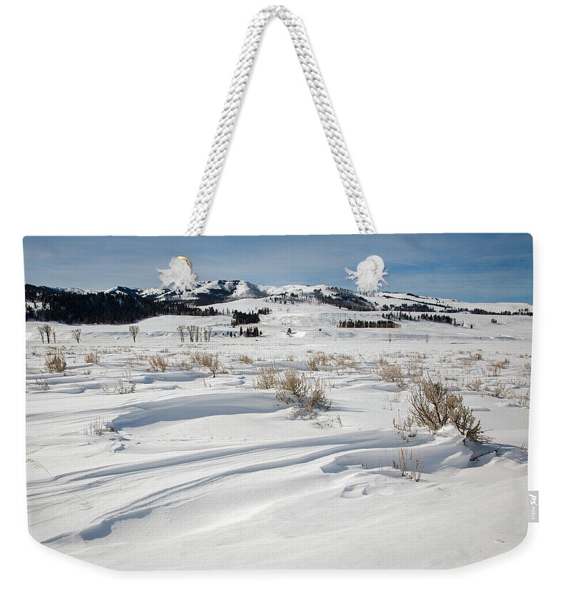 Lamar Valley Weekender Tote Bag featuring the photograph Lamar Valley Winter Scenic by Jack Bell