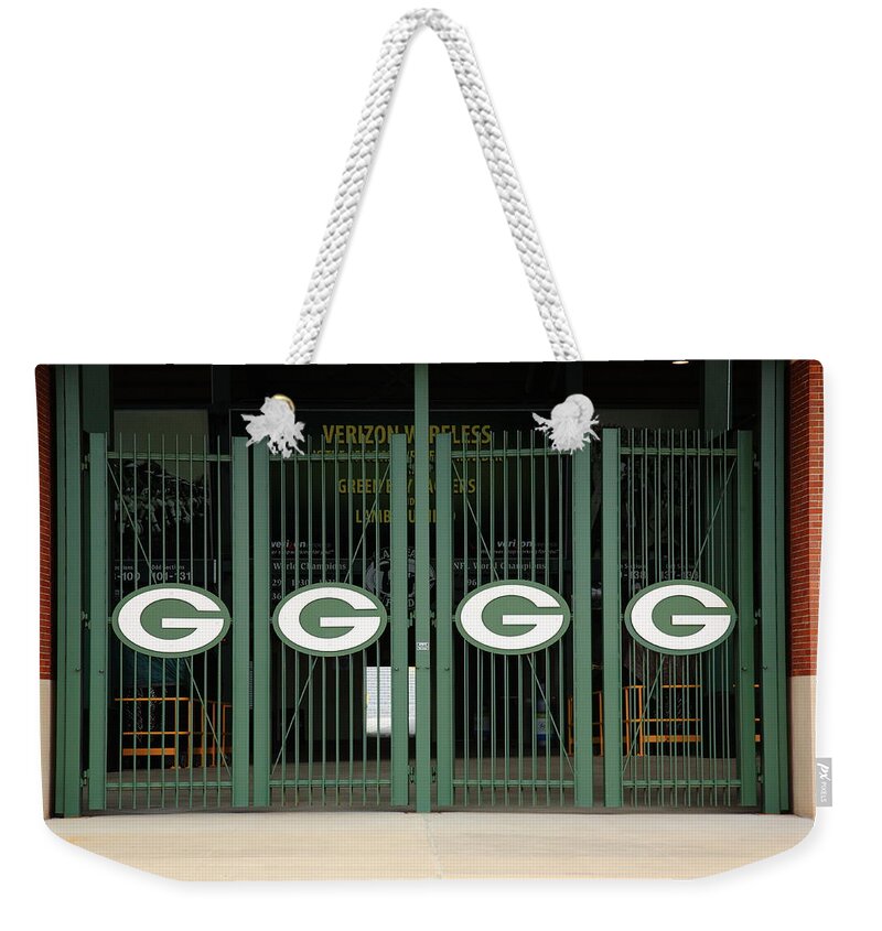 America Weekender Tote Bag featuring the photograph Lambeau Field - Green Bay Packers by Frank Romeo