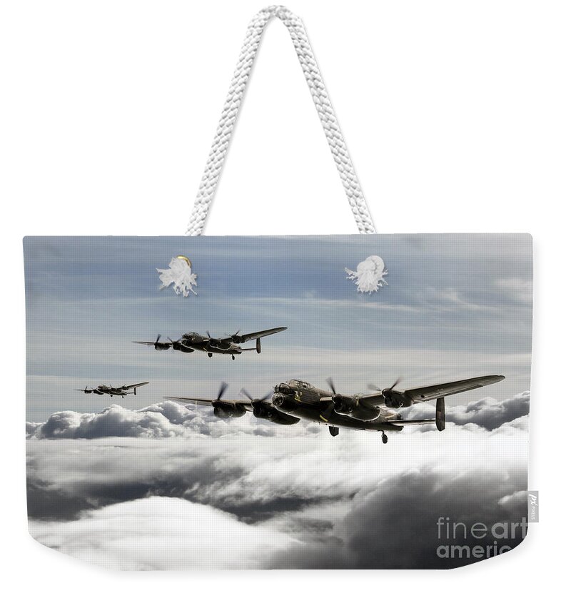 Lancaster Bomber Weekender Tote Bag featuring the digital art Lancaster Squadron by Airpower Art