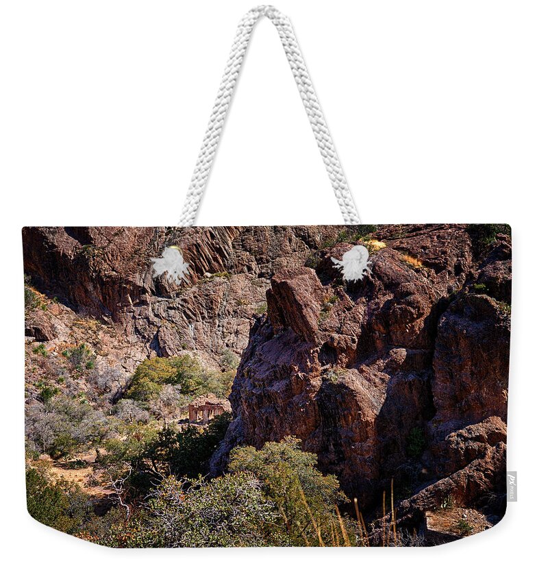 Desert Mountains Weekender Tote Bag featuring the photograph Land of Giants by Betty Depee