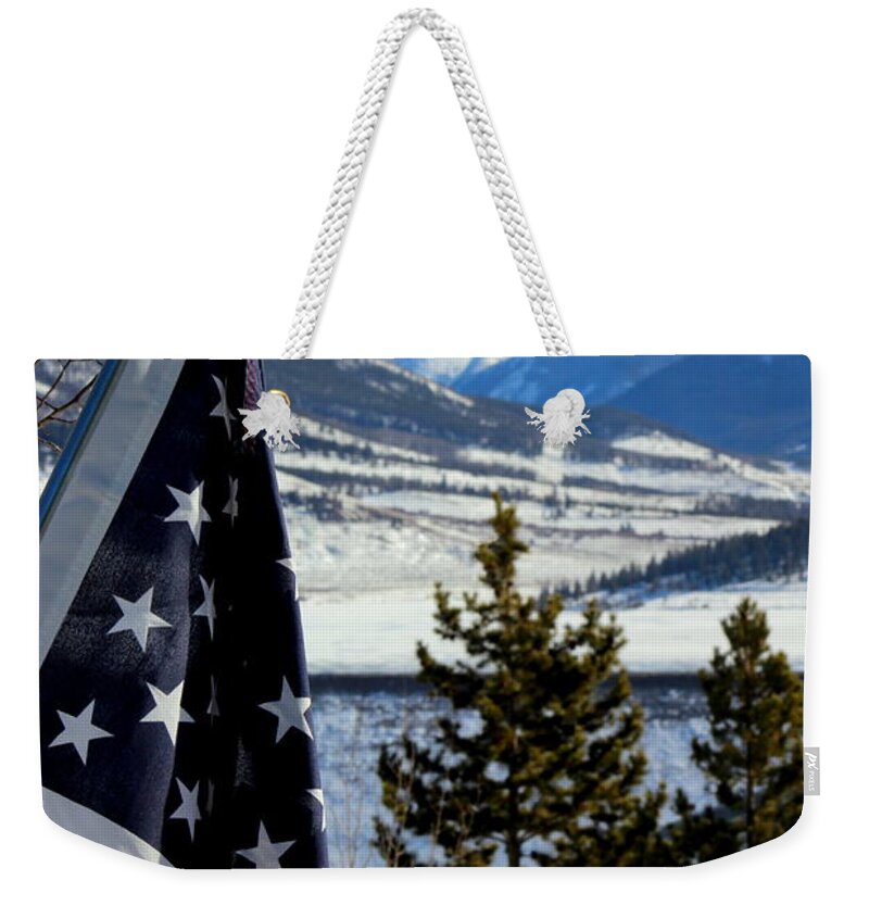 American Flag Weekender Tote Bag featuring the photograph Land Of The Free by Fiona Kennard