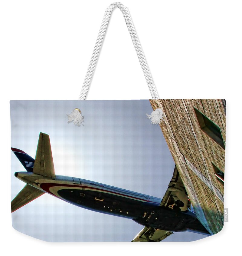 Airplane Weekender Tote Bag featuring the photograph Landing By Diana Sainz by Diana Raquel Sainz