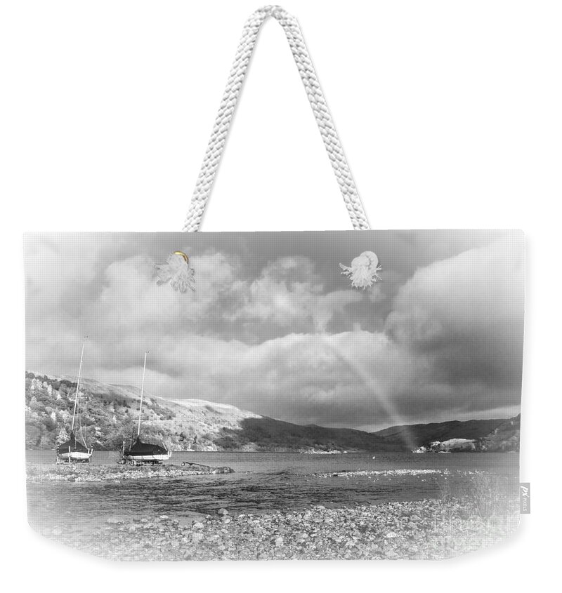 England Weekender Tote Bag featuring the photograph Landscape The English Lakes Black And White by Linsey Williams