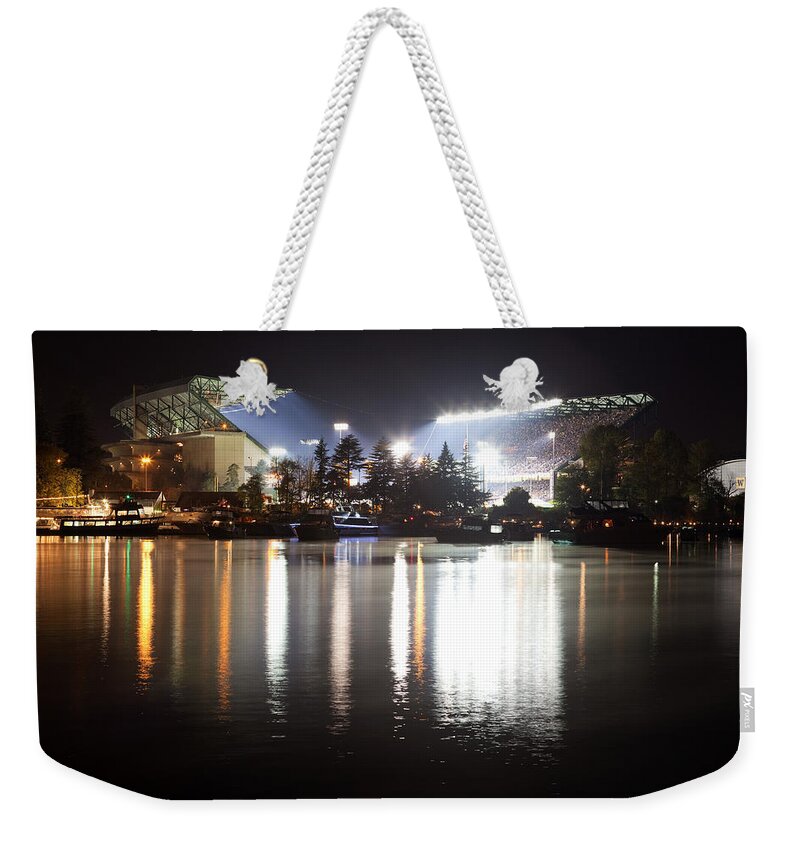 Husky Stadium Weekender Tote Bag featuring the photograph Last Game at the Old Husky Stadium by Max Waugh