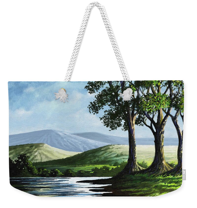 Hills Weekender Tote Bag featuring the painting Late Afternoon by Anthony Mwangi