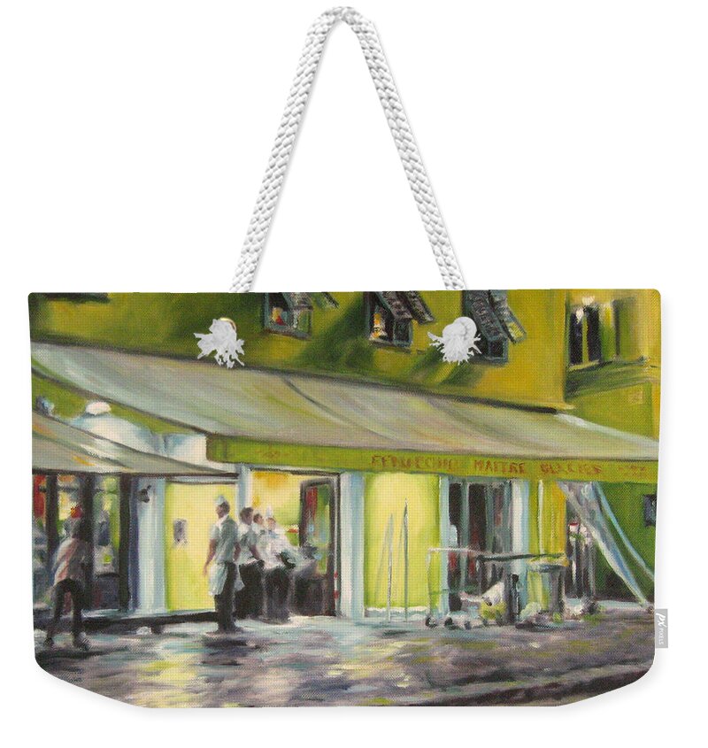 My Art Weekender Tote Bag featuring the painting Late Night Cleanup by Connie Schaertl