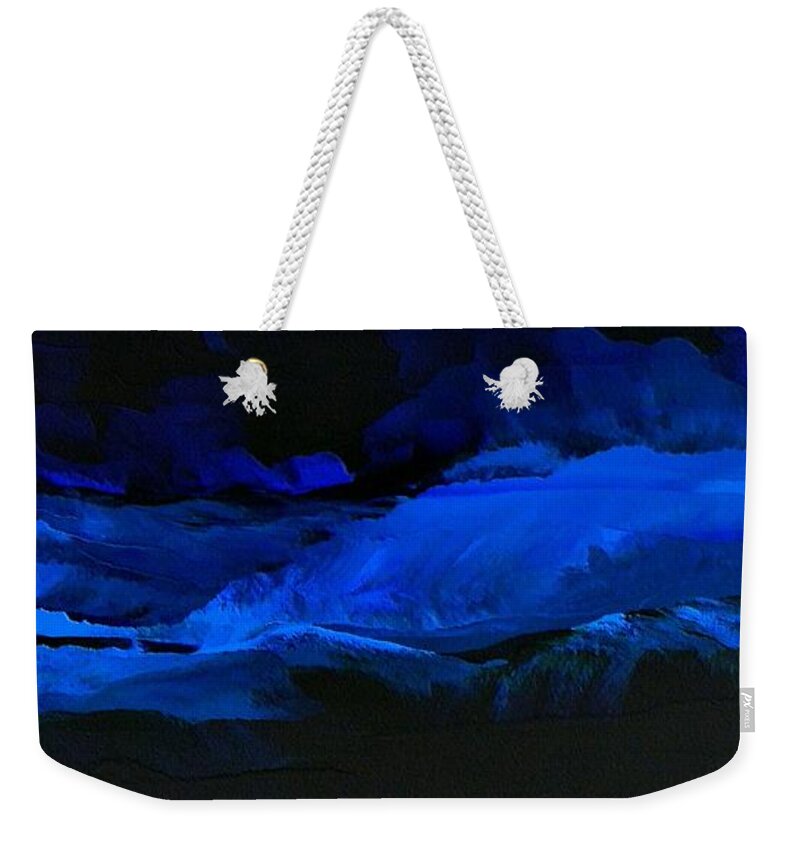 Night Weekender Tote Bag featuring the painting Late Night High Tide by Linda Bailey