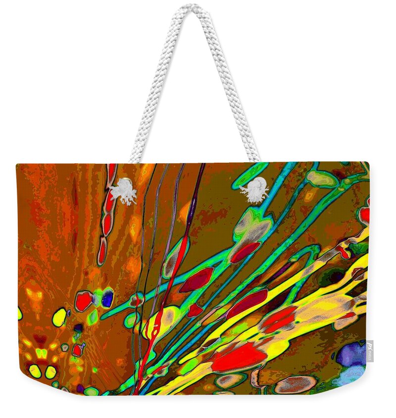Lava Weekender Tote Bag featuring the digital art Lava Splash on Venus Abstract by Alec Drake