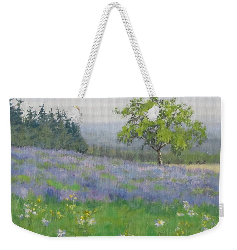 Lavender Weekender Tote Bag featuring the painting Lavender Afternoon by Karen Ilari