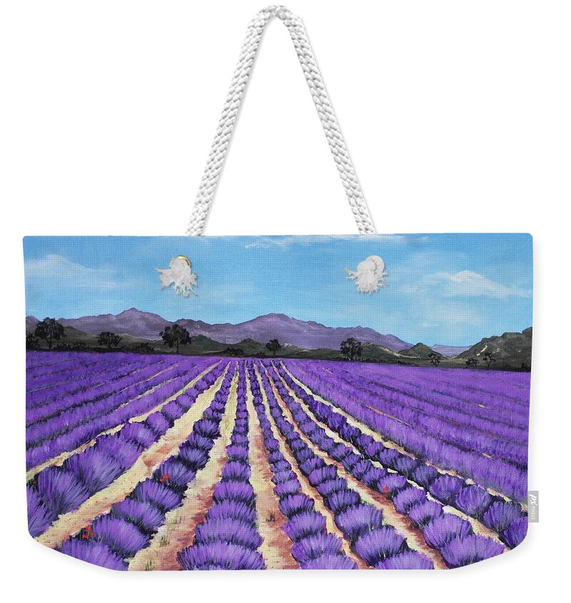 Interior Weekender Tote Bag featuring the painting Lavender Field in Provence by Anastasiya Malakhova