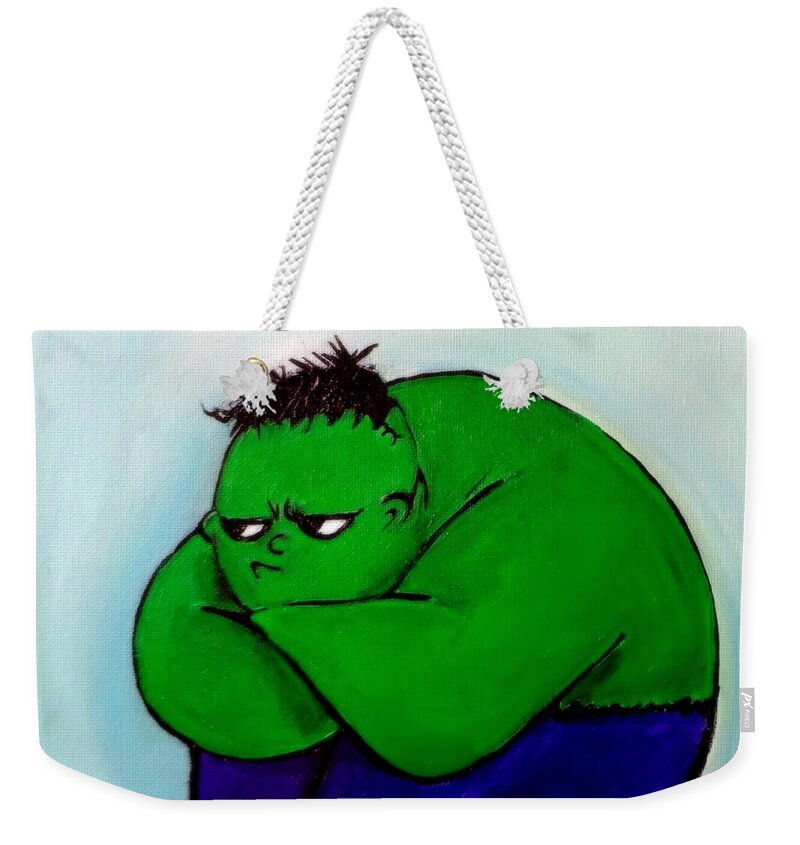 Hulk Weekender Tote Bag featuring the painting Le Hulk Incroyable by Katy Hawk