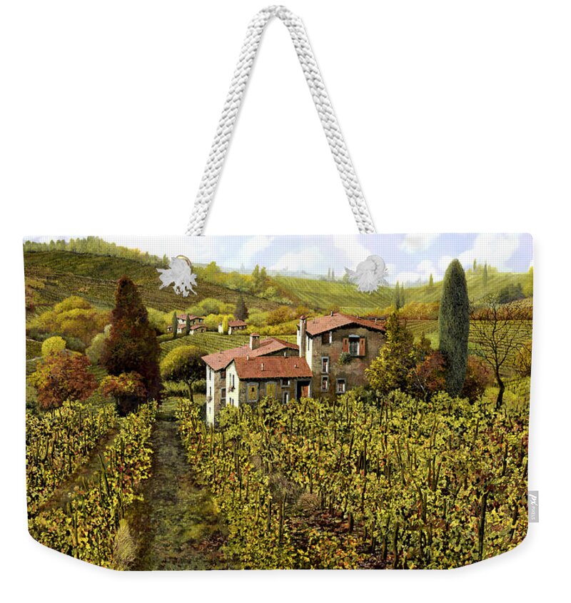 Vineyard Weekender Tote Bag featuring the painting Le Vigne Toscane by Guido Borelli