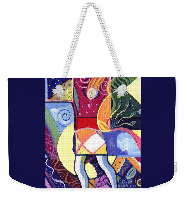 Woman Weekender Tote Bag featuring the painting Leaping and Bouncing by Helena Tiainen