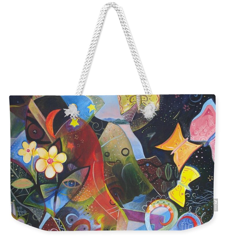 Learning To See By Helena Tiainen Weekender Tote Bag featuring the painting Learning to See by Helena Tiainen