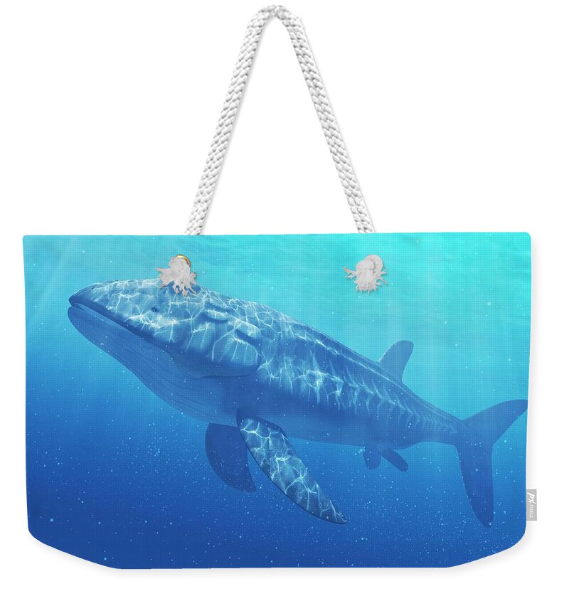 Prehistoric Era Weekender Tote Bag featuring the digital art Leedsichthys Prehistoric Fish, Artwork by Sciepro