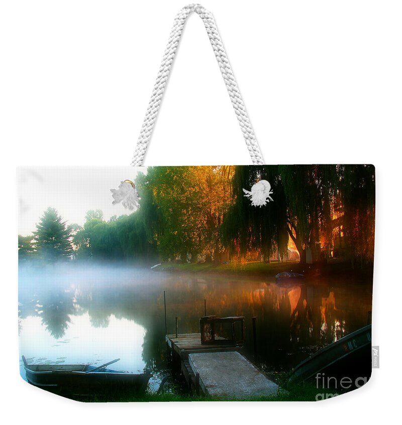 Water Weekender Tote Bag featuring the photograph Leidy Lake campground by Douglas Stucky