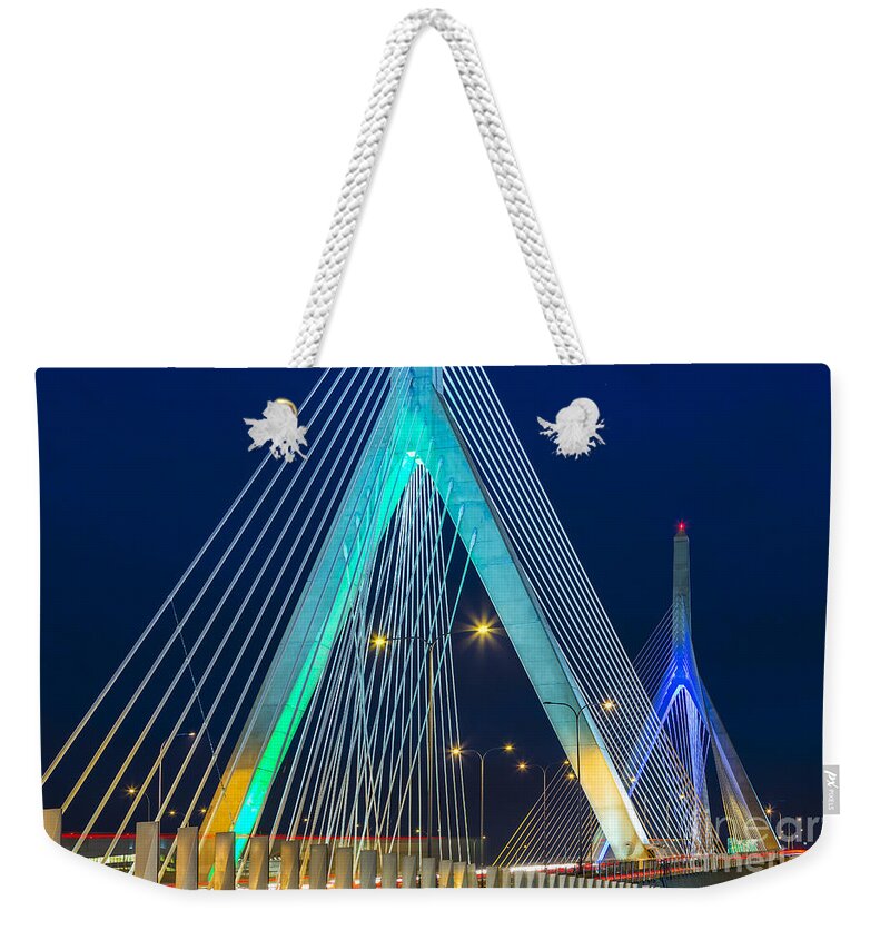Zakim Weekender Tote Bag featuring the photograph Leonard P. Zakim Bunker Hill Memorial Bridge by Susan Candelario