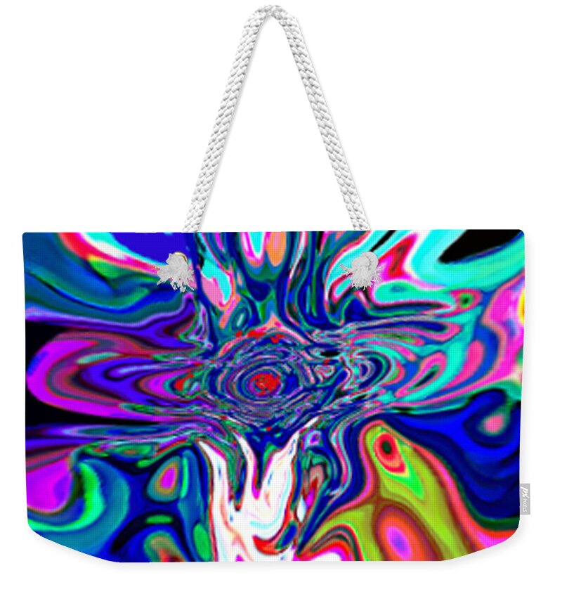 Let Jesus Talk Paintings Weekender Tote Bag featuring the painting Jesus Talks Cross Original Contemporary Modern Abstract Expressionism Art Painting. by RjFxx at beautifullart com Friedenthal