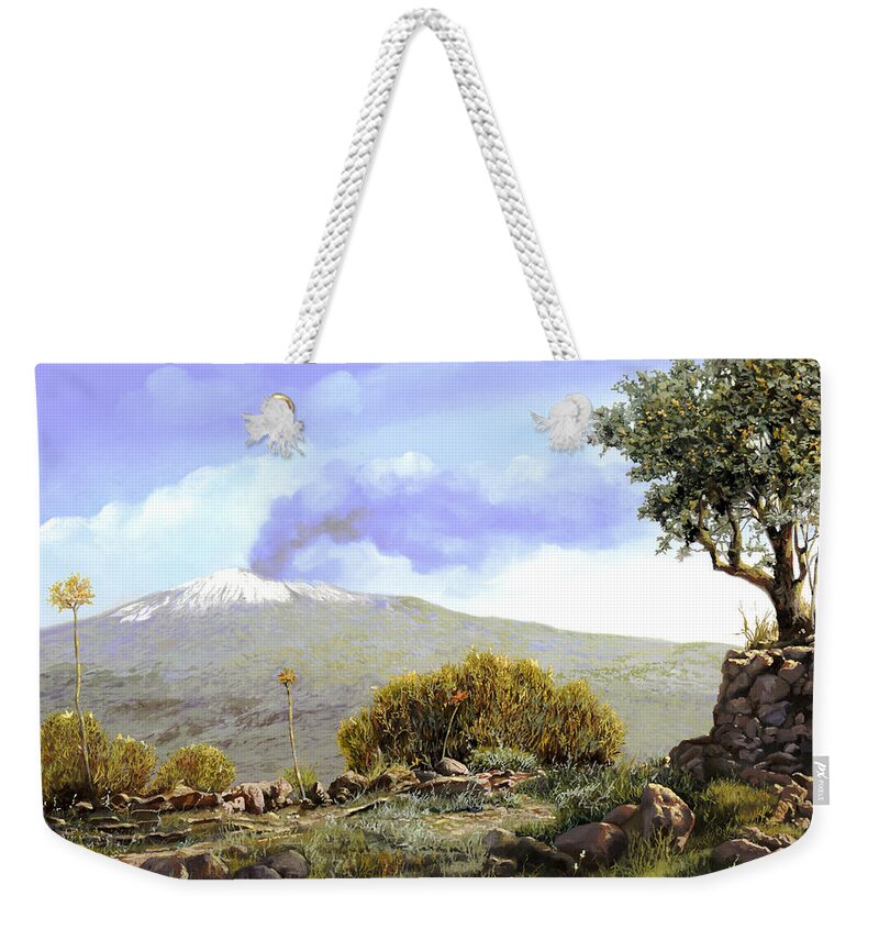 Volcano Weekender Tote Bag featuring the painting l'Etna by Guido Borelli