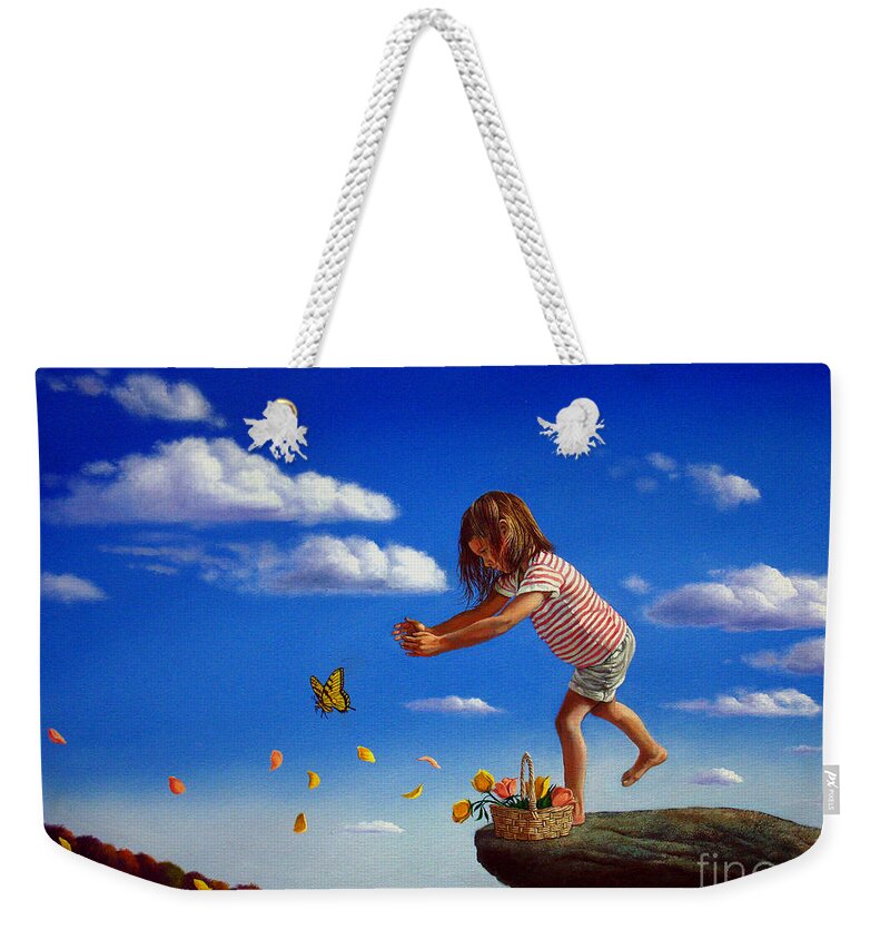 Flower Weekender Tote Bag featuring the painting Letting it go by Christopher Shellhammer