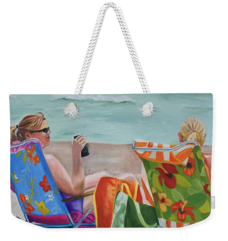 Beach Weekender Tote Bag featuring the painting Ladies' Beach Retreat by Jill Ciccone Pike
