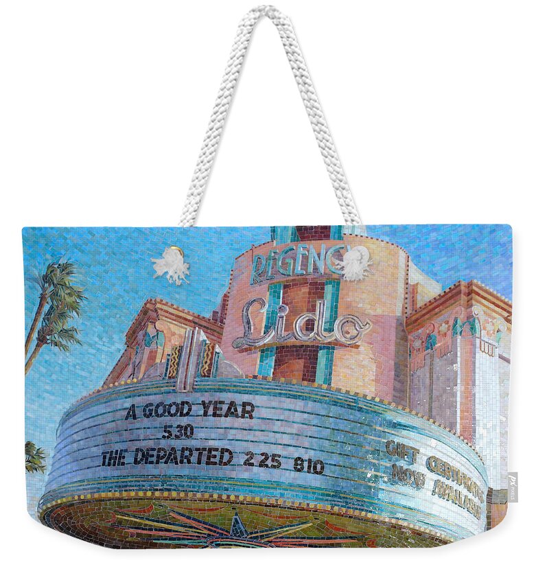 Vintage Weekender Tote Bag featuring the painting Lido Theater by Mia Tavonatti