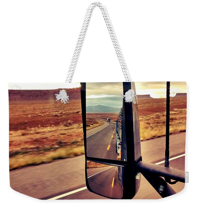 Transportation Weekender Tote Bag featuring the photograph Life in my rearview mirror by Bill Hamilton