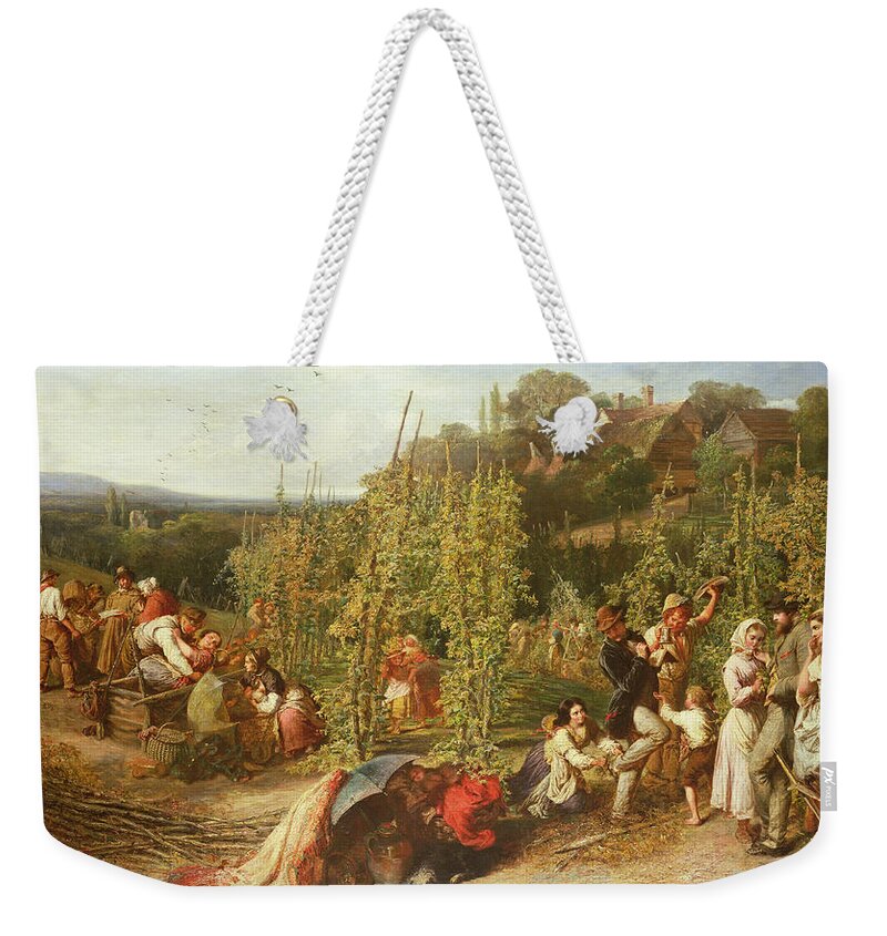 Drinking Weekender Tote Bag featuring the painting Life In The Hop Garden, 1859 by Phoebus Levin