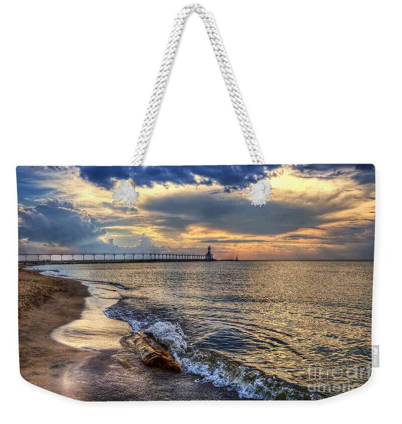 Hdr Weekender Tote Bag featuring the photograph Lighthouse Drama by Scott Wood