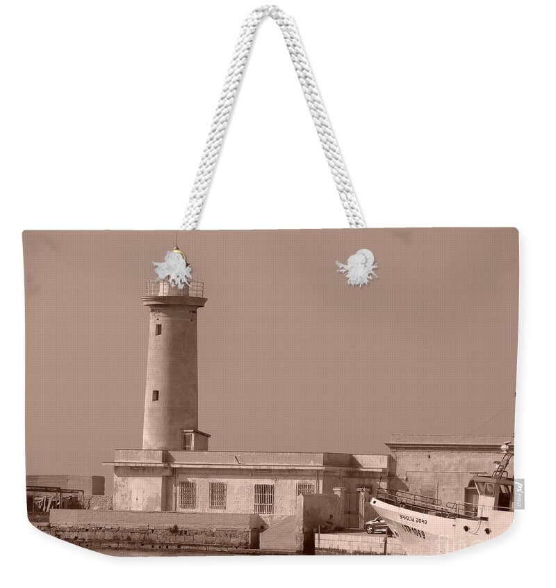 Marsala Weekender Tote Bag featuring the photograph Lighthouse Marsala by Tiziana Maniezzo
