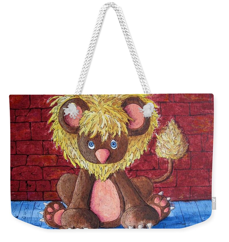 Children's Art Weekender Tote Bag featuring the painting Lil Dandelion by Megan Walsh