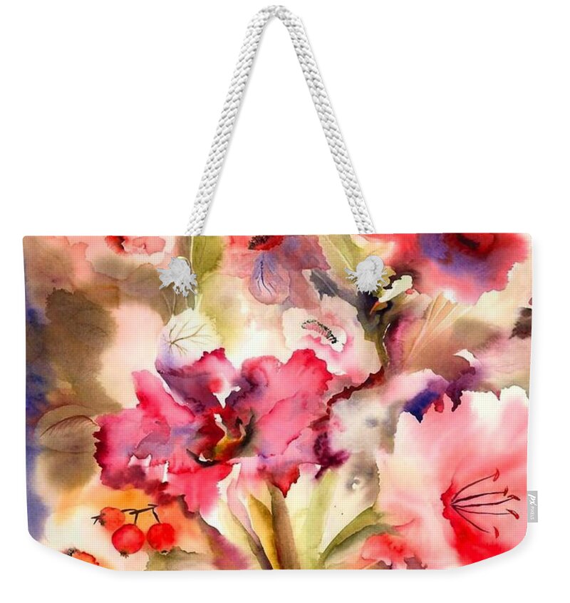Abstract Weekender Tote Bag featuring the painting Just Lily by Neela Pushparaj