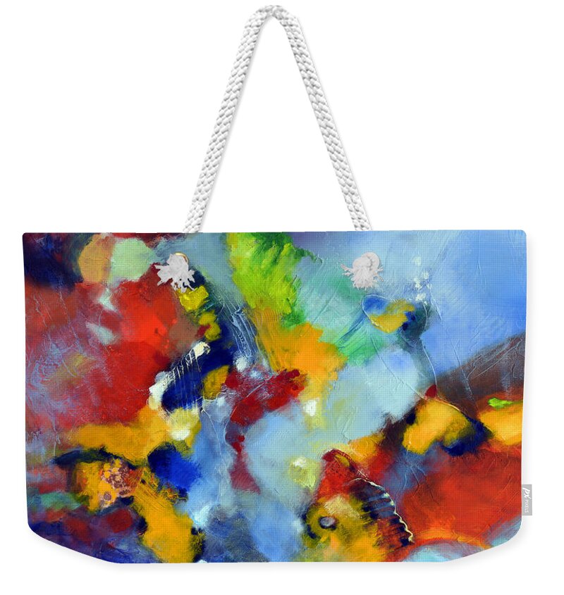 Abstract Weekender Tote Bag featuring the painting Lilt by Sally Trace