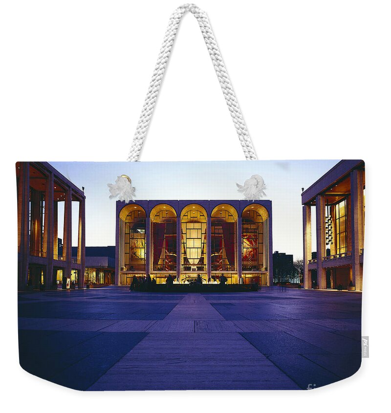 Metropolitan Opera House Weekender Tote Bag featuring the photograph Lincoln Center Main Plaza, Nyc by Rafael Macia