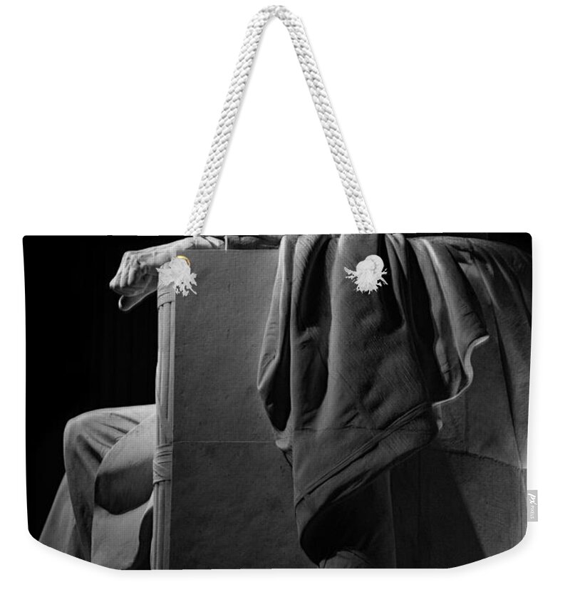 Abraham Lincoln Weekender Tote Bag featuring the photograph Lincoln in Black and White by Jerry Fornarotto