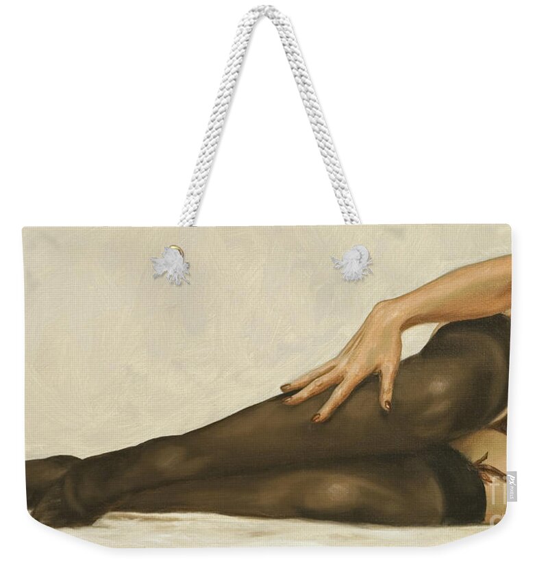 Erotic Weekender Tote Bag featuring the painting Lingerie II by John Silver