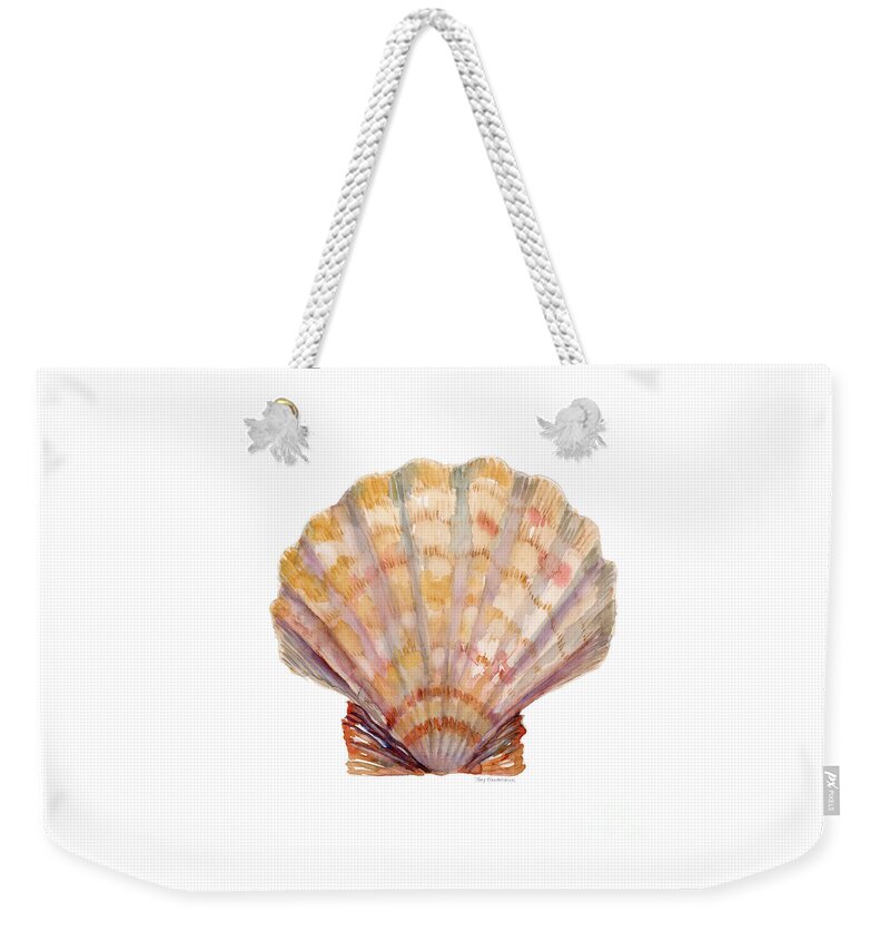 Shell Weekender Tote Bag featuring the painting Lion's Paw Shell by Amy Kirkpatrick