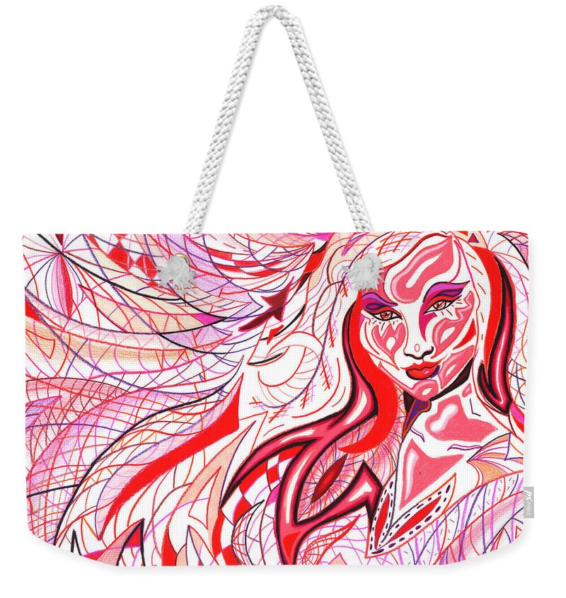 Lipstick Weekender Tote Bag featuring the drawing Lipstick by Danielle R T Haney