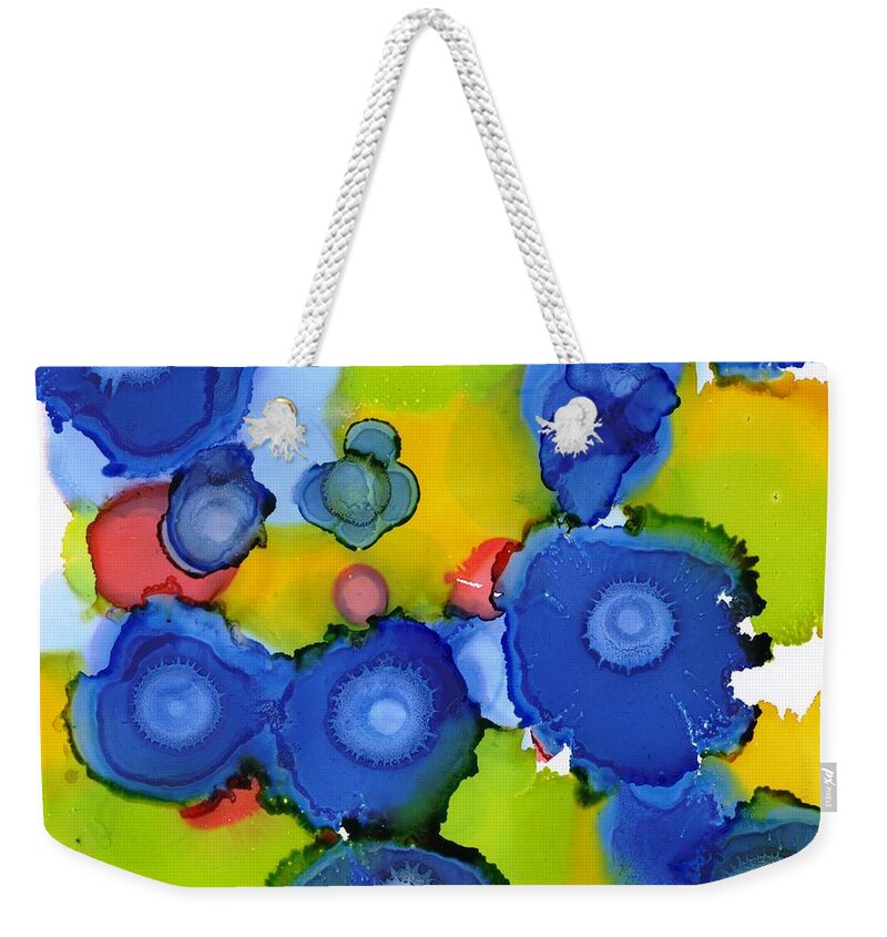 Valley Weekender Tote Bag featuring the painting Liquid Blue Bonnets by Yolanda Koh