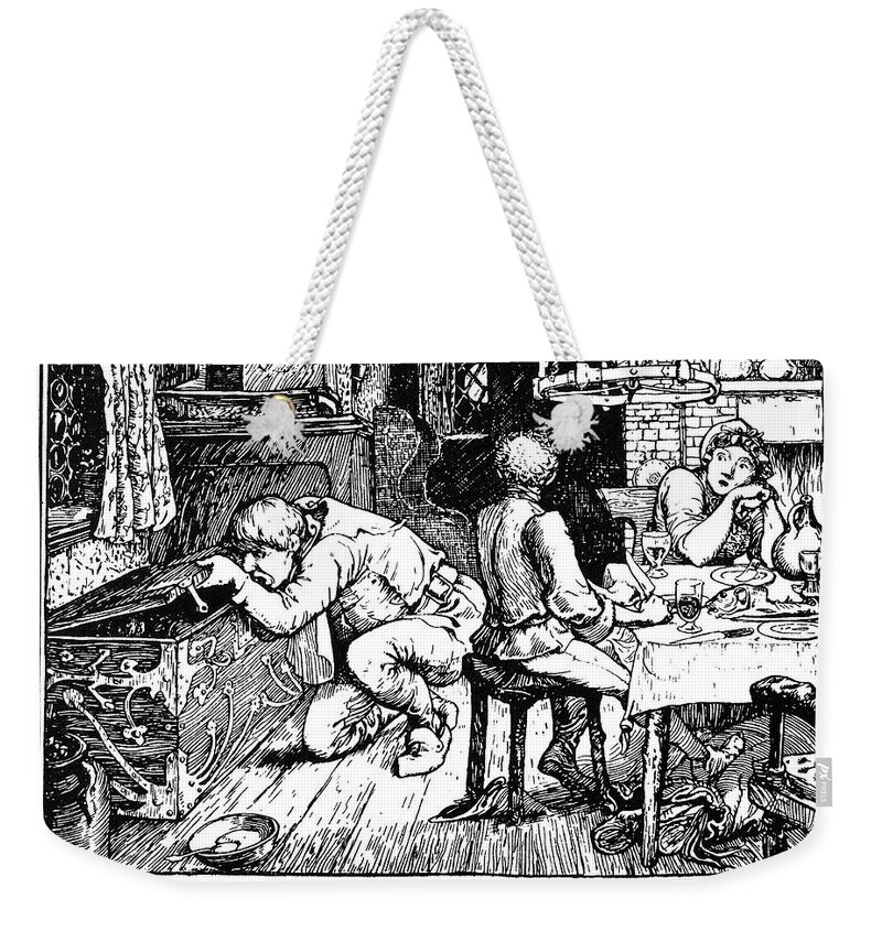 19th Century Weekender Tote Bag featuring the drawing Little Claus And Big Claus by Granger